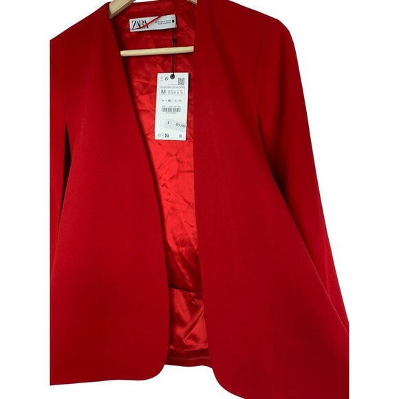Zara Womens Red Open Front Blazer cape Jacket Size S/M NWD - Picture 10 of 16